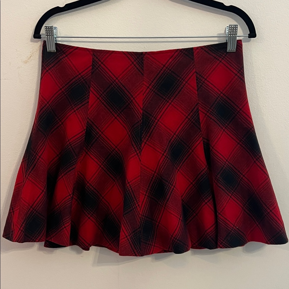 Polo by Ralph Lauren Red and Black Plaid Wool Skirt